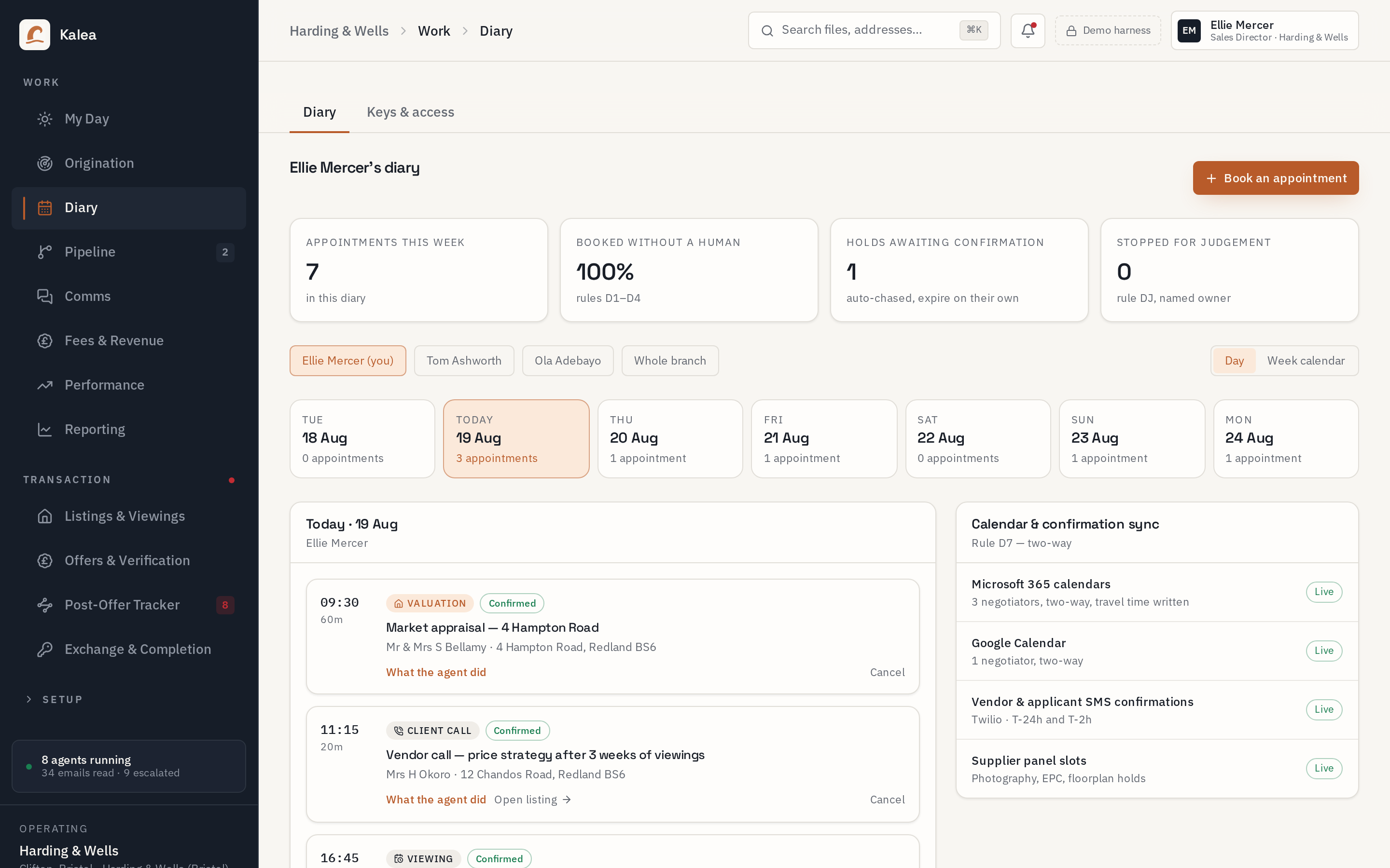 Kalea Diary — viewings, valuations and feedback